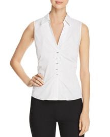 Elie Tahari Vichi Ruched Sleeveless Blouse in White at Bloomingdales